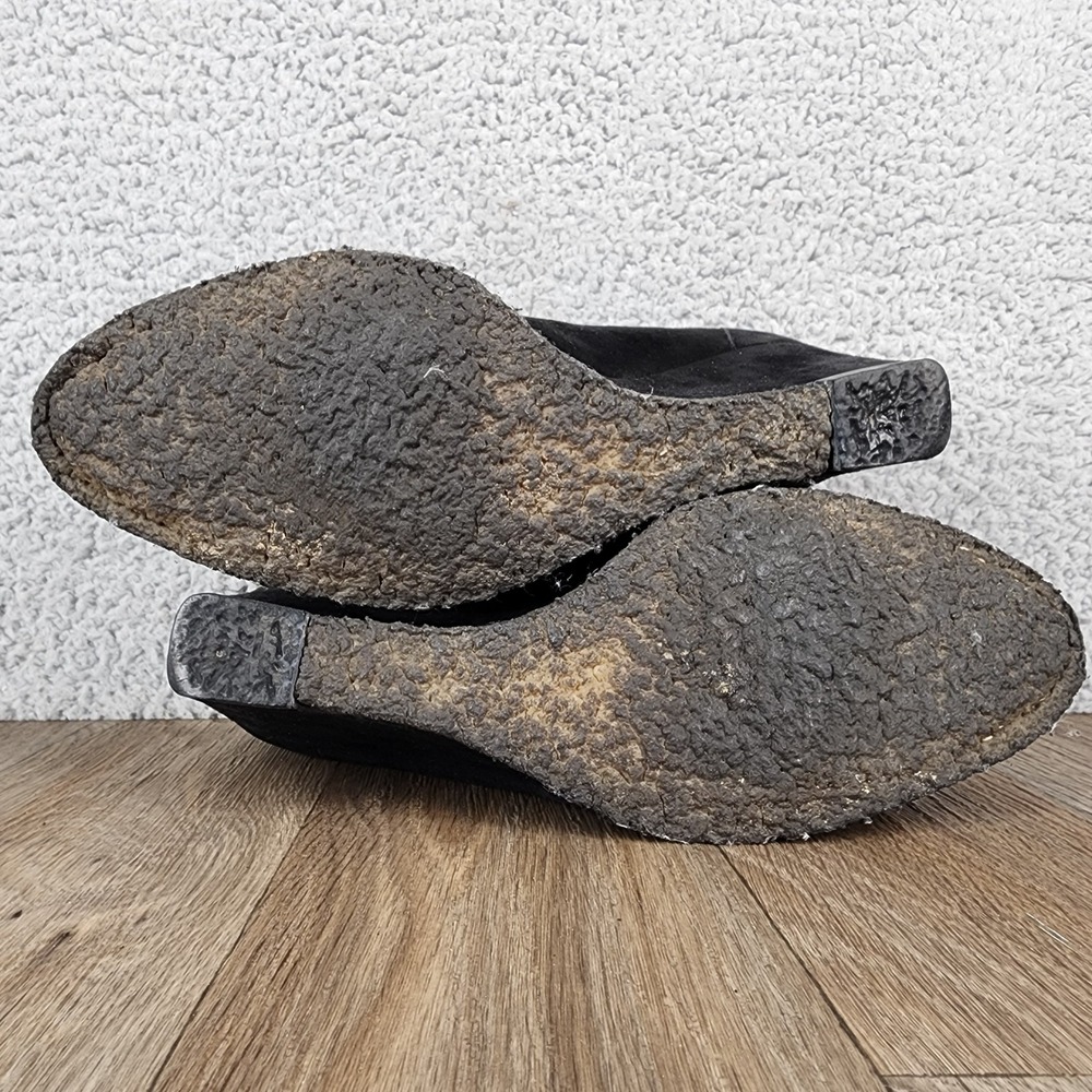Stuart Weitzman‎ 7.5 Black Suede Tassel Wedge Loafers Classic Comfortable - Picture 7 of 13